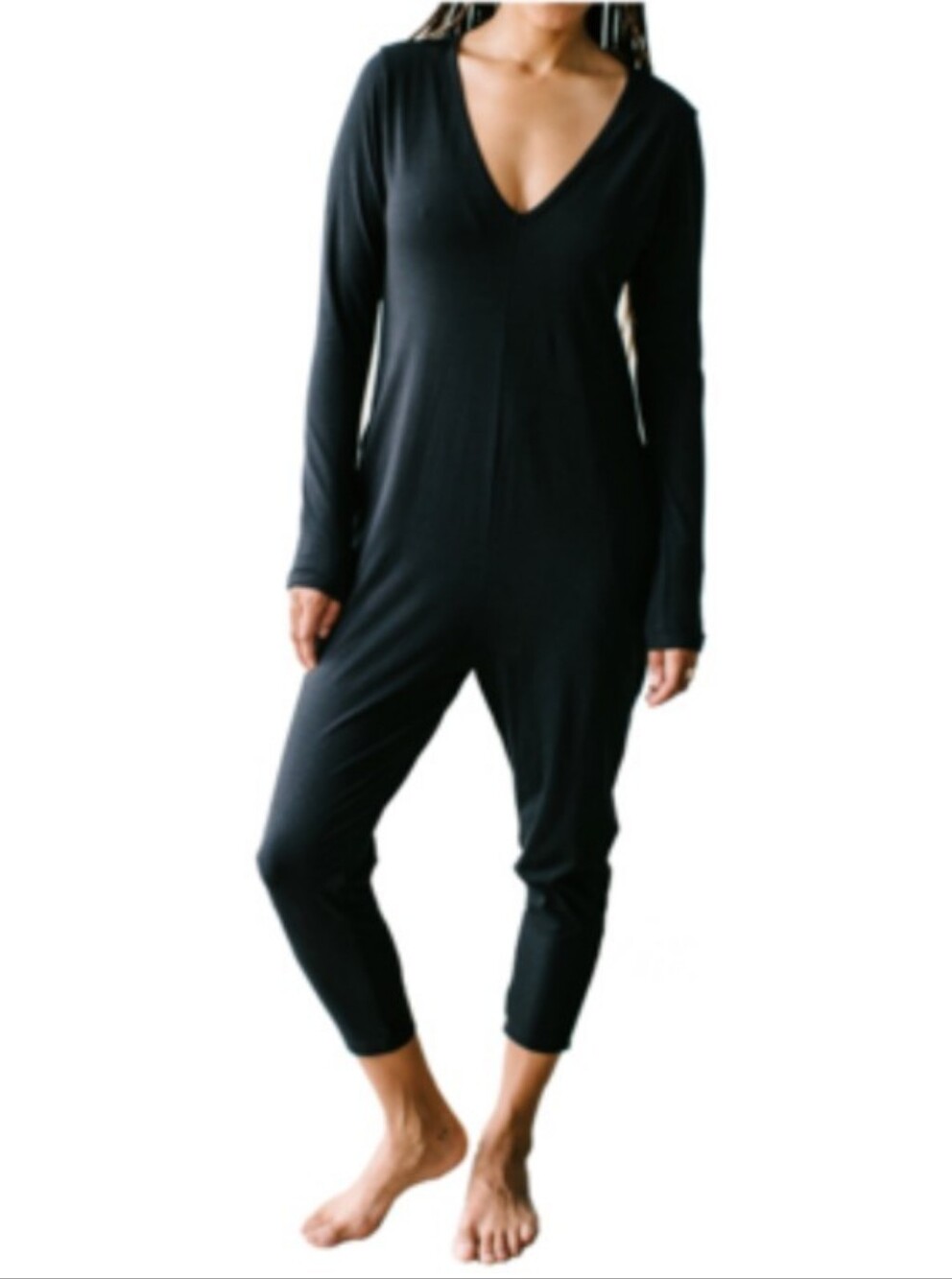 Smash + Tess Friday Romper Black Extra Small Cotton Bamboo Loungewear